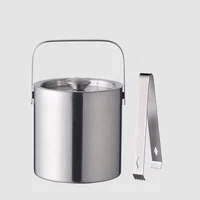 

Factory Direct 1.3L small double wall insulated metal stainless steel wine beer ice bucket with lid