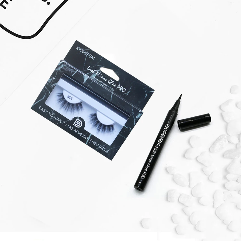 

No Glue Magic Eyeliner Self-Adhesive Eyeliner Faux Mink Wholesale Eyeliner Lashes