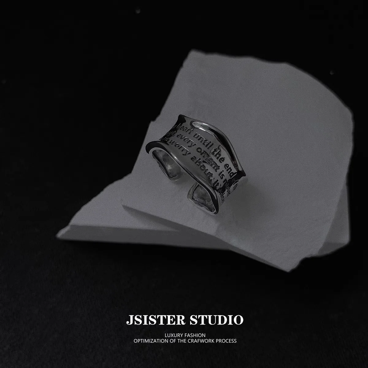 

Retro letter sterling silver ring, design opening ring