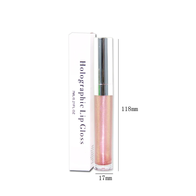 

Customized Brand Make Up Holographic Clear Lipgloss Vendor Lip Gloss Private Label With 4 Glitter Colors