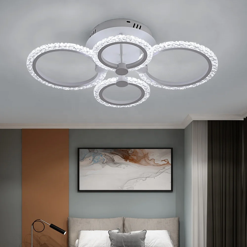 Custom 40W Flush Mounted 4 Heads Round Led Acrylic Ceiling Lights for Living Room