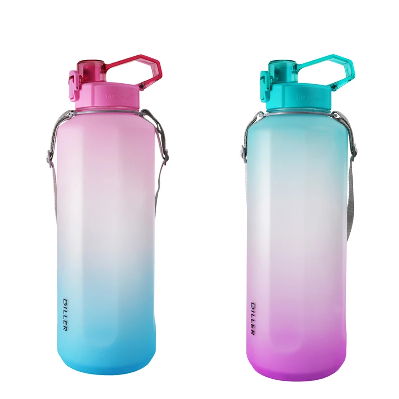 

2021new amazon 4000ML BPA Free Portable Plastic Water Bottle Gradient color plastic material cup custom logo color, Customized color