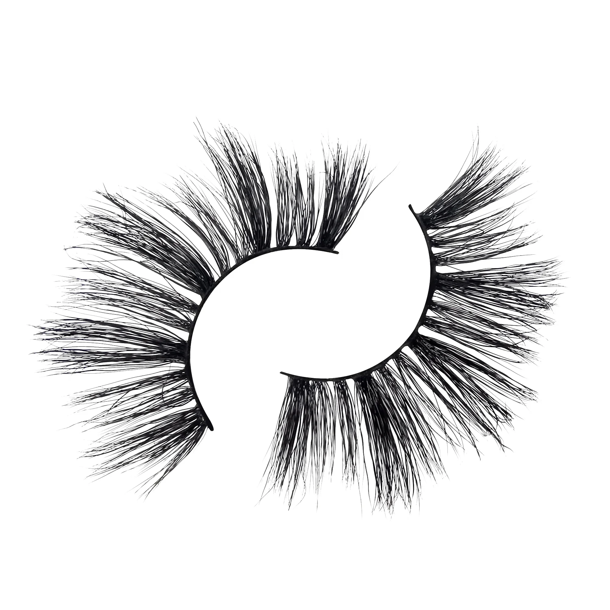 

753A new style wholesale private label cotton band vegan dramatic fluffy wispy strip 3D 5D 25mm real Siberian faux mink eyelash, Picture shows