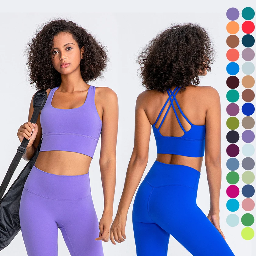 

custom Logo Racer back Sleeveless Stringer Gym Yoga Women's Tank Tops Sports Bra