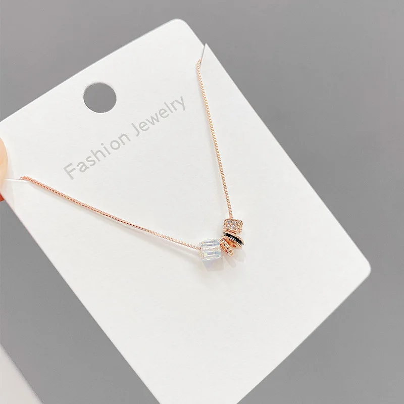 

ED61388 Korean Aurora Square Crystal pendant jwelery women necklace fashion gold plated zirconia jewelry