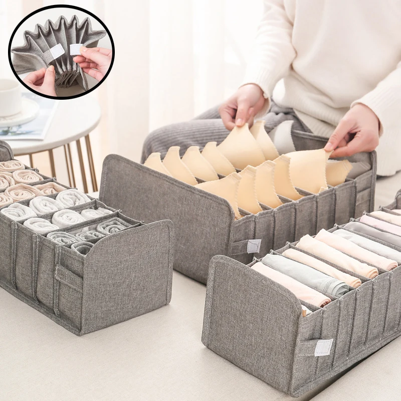

Expandable Closet Drawer Dividers Bra Storage Box Organizer Cube Clear Storage Box For Divided Women Socks & Underwear