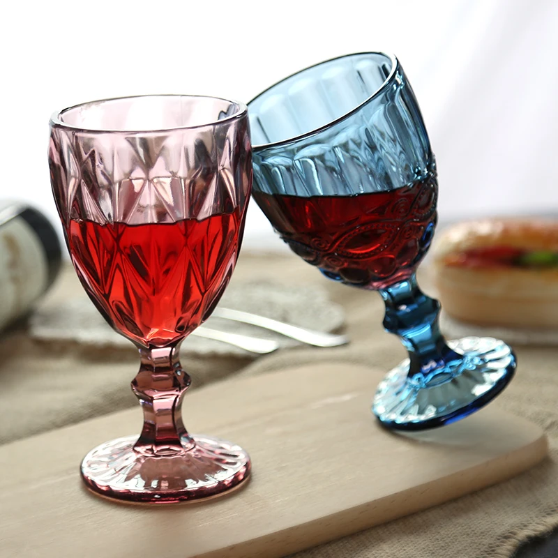 Thick stem Hot sales blue color Wine Glass color glass cup for wine