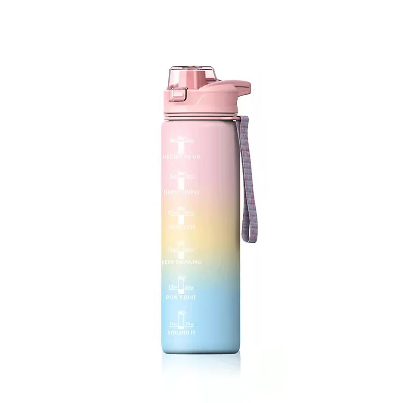 

Amazon hot sale 32oz BPA free sport gym frosted motivational plastic water bottle with time maker custom logo, Customized color acceptable