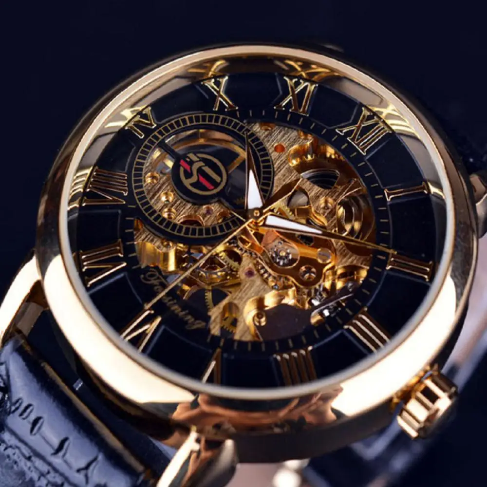 

Forsining gold Skeleton Mechanical automatic movemet luxury oem tourbillon men watch mechanical watches