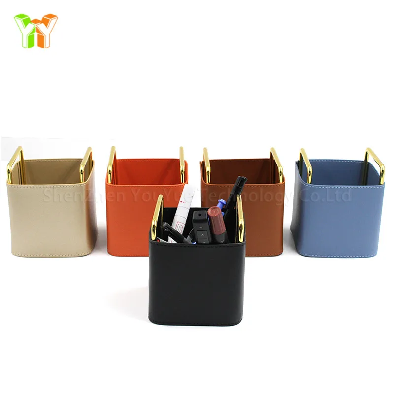 

YY Stock Leather + Metal Small Keys Storage Jewelry Case Serving Dice Tray for Home, Brown,black,yellow,red,blue