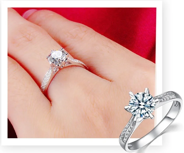 

Classic 6 Claws Solid Solitaire Moissanite Ring in 14K or 18k White Gold for Engagement Ring