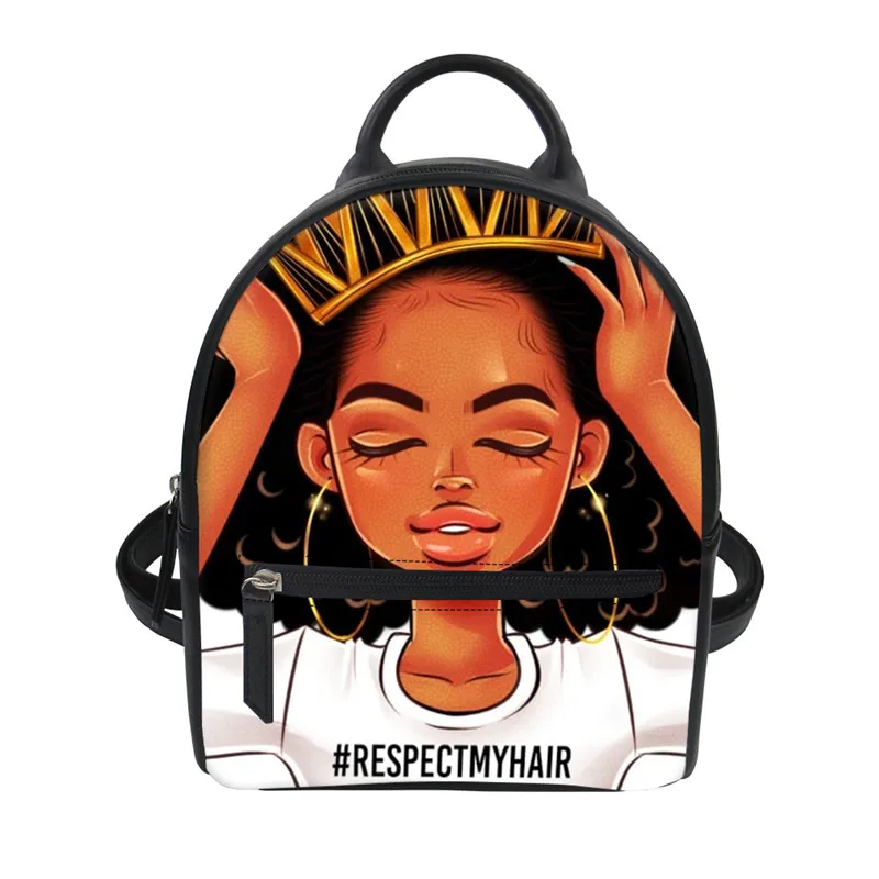 

PU Leather Backpacks Women Melanin Poppin Prints shoulder bag Ladies Mini Backpack for teenager girls Mini Beach Shoulder Bag, Customized color