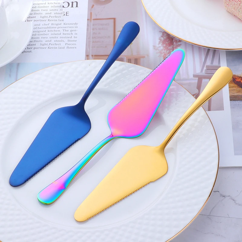 

Colorful Stainless steel Cake Spatula Pizza Shovel Cheese Baking Tool with Serrated Edge, Rose gold,gold,black,blue,silver,purple,light gold