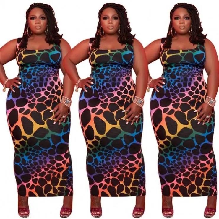 

OSINA Print Plus Size Dresses Woman 2021 Women Fashion Summer Maxi Long Dress For Ladies