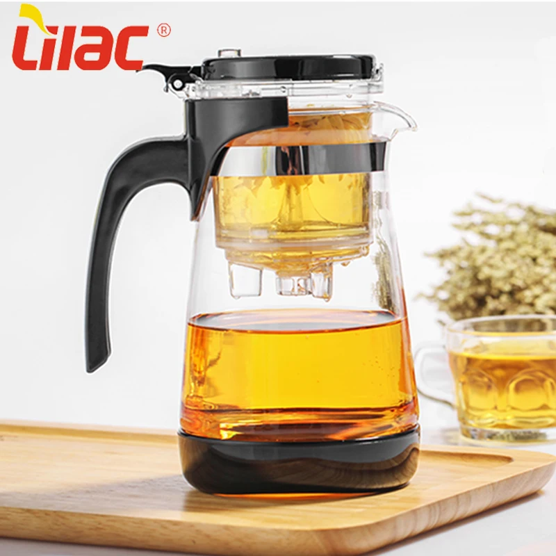 

Lilac Sufficient Stock 700ml Diffuser Heat Resistant Genware Glass Maker Infuser Handle Teapot With Inox Infuser, Black