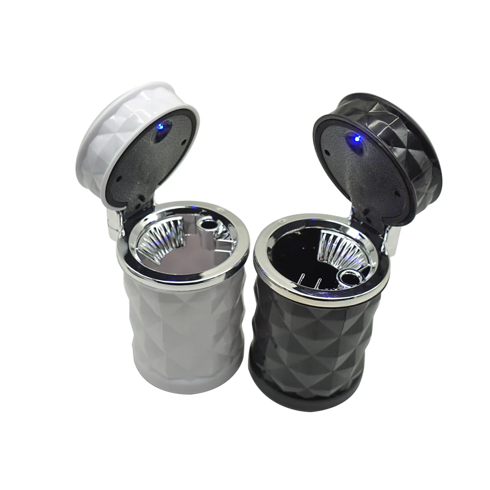 

2021 Hot Selling Easy-Cleaning Car Cigarette Ashtray Cup Holders with Lid and LED Light, Black, white