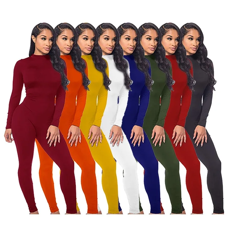12AF121 fall fashion patchwork winter casual sexy jumpsuit and jumpsuits women 2019
