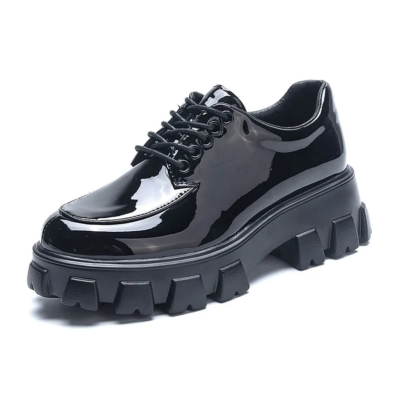

Women's Shoes Large Size Spring New Style Genuine Leather Lace-up Platform Fashion Women Shoes