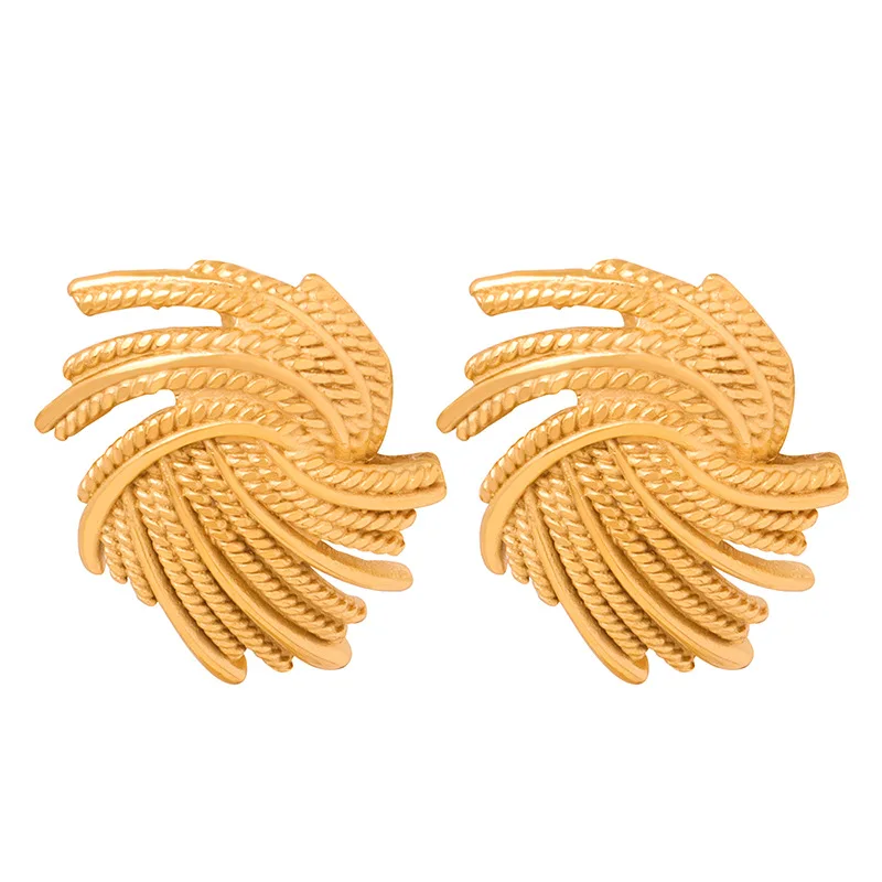 

Personality Style Creative Jewelry 18K Gold Plated Stainless Steel Twist Line Design Spiral Shape Earrings Women 2023