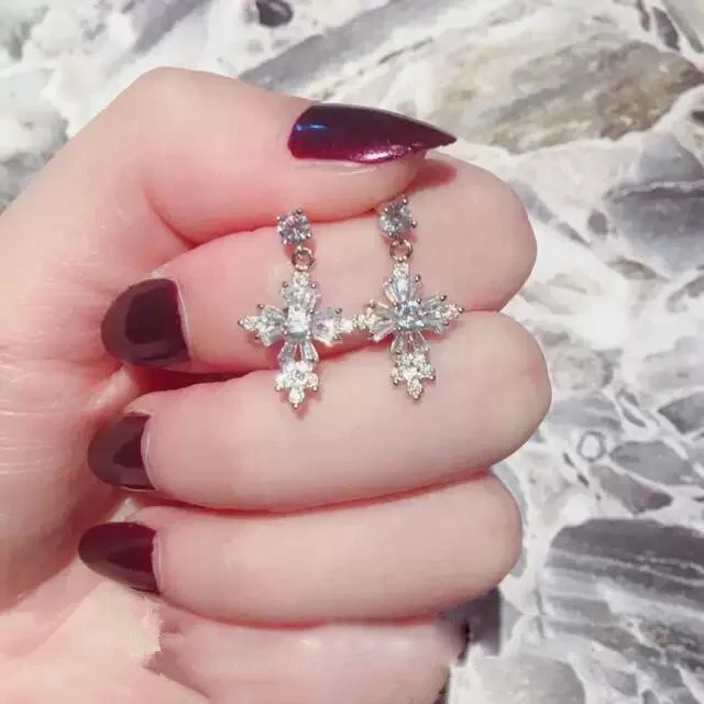 

Luxury Zircon cross Earrings For Women Ear Korea Style Fashion Jewelry earrings