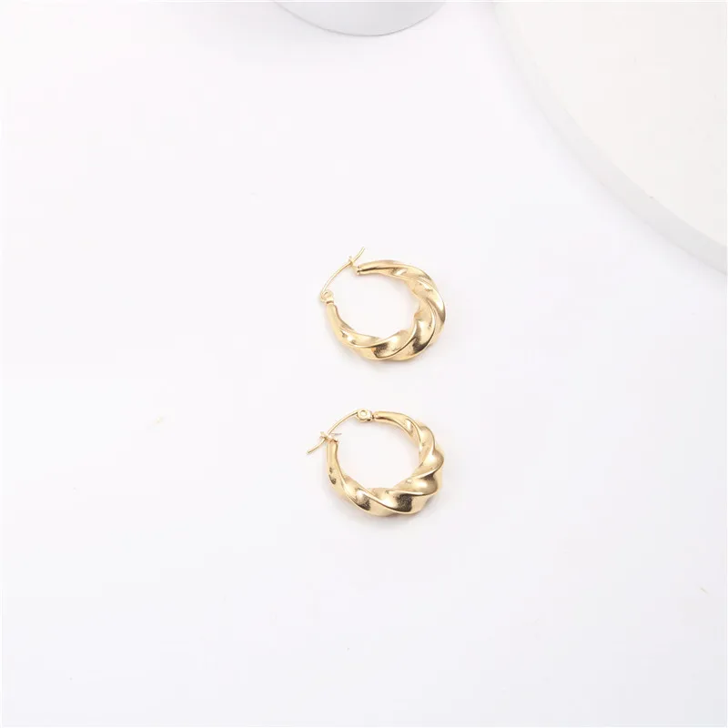 

2021 Trendy Earring 18K Gold Plated Twisted Earring Hoop Earring Stainless Steel Jewelry