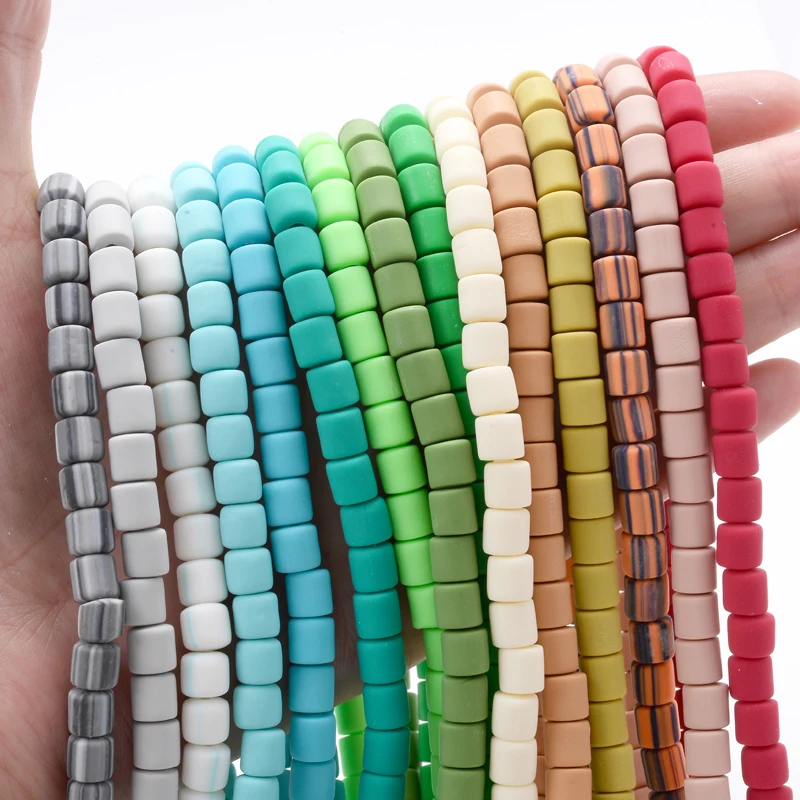

New 7mm Mixed Color Barrel Polymer Clay Beads 15 Colors Tube Spacer Beads For Handmade Jewelry Making DIY Bracelet Accessories