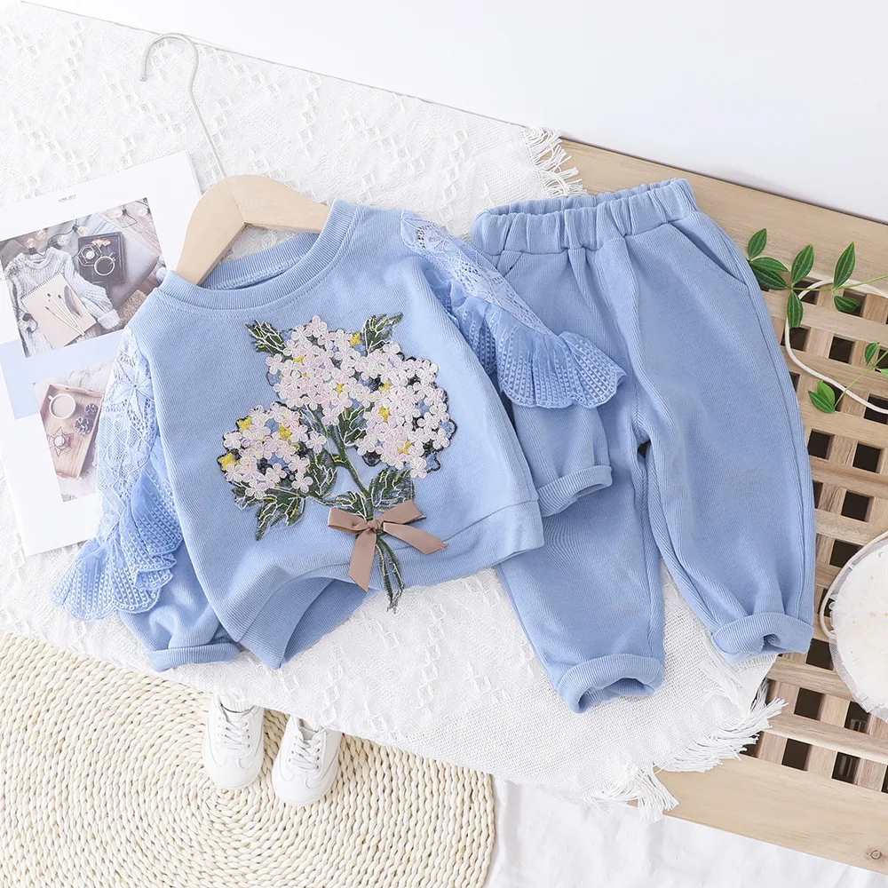 

2020 Hot Sale Kid Girls Clothes Sets Printed Cotton Kids Clothing Set