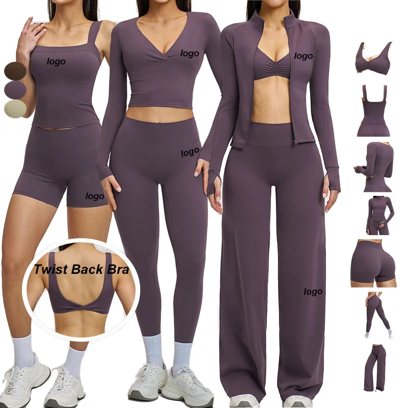 7-Piece Set扭背设计High Elasticity Yoga Set
