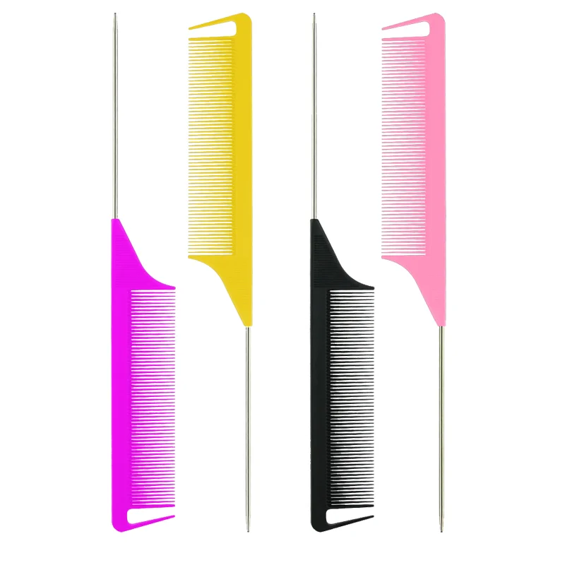 

Professional salon Anti static comb Custom logo Black Rat Tail Carbon Parting hair coloring comb, Customized color