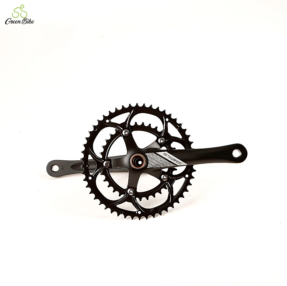 

cheap road bike parts aluminum bicycle crankset Bike Components 50T Track Bicycle Gear Integrated Crank Cycle crankset, Black