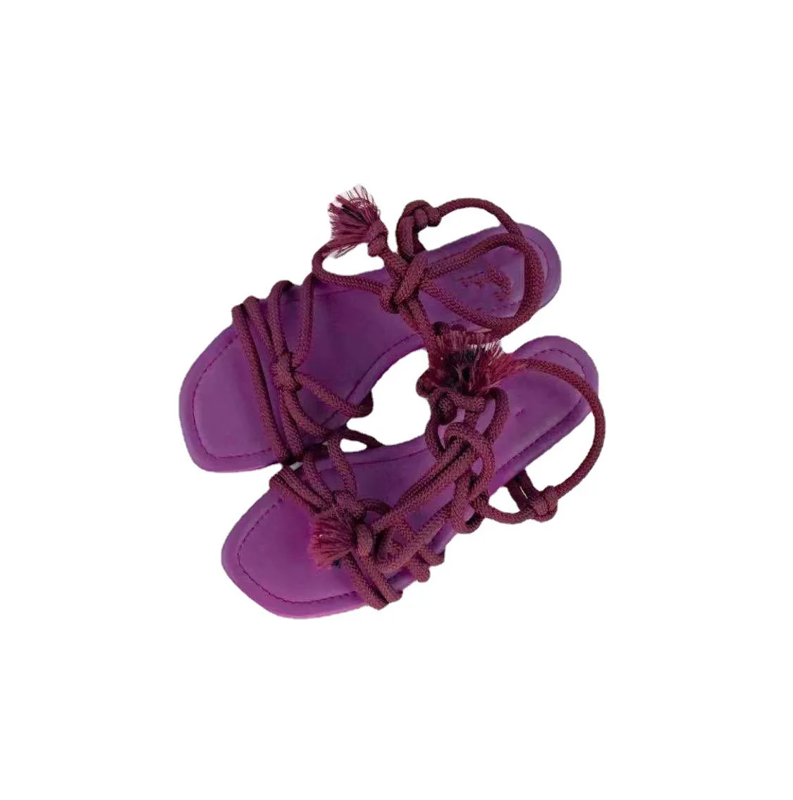 

2021 New Arrival Summer Beach Ladies Casual Shoes Square Head Bandage Roman Plus Size Ankle Wrap Sandals Flats Fashionable