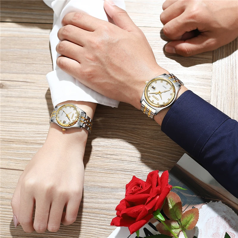 CHENXI 8204 Brand Lover's Wrist Watch Luxury Stainless Steel Belt Waterproof Date Clock Crystal Women Men Couple Quartz Watches
