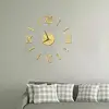 hot Gold DIY 3d peacock large home decor digital & analogdigital saat wall watch clock
