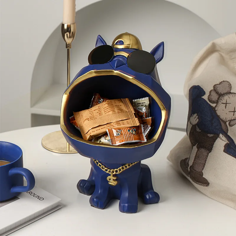 

Nordic light luxury creative furnishings big mouth dog key collection decorative wedding ceramic dog home decoration, Black