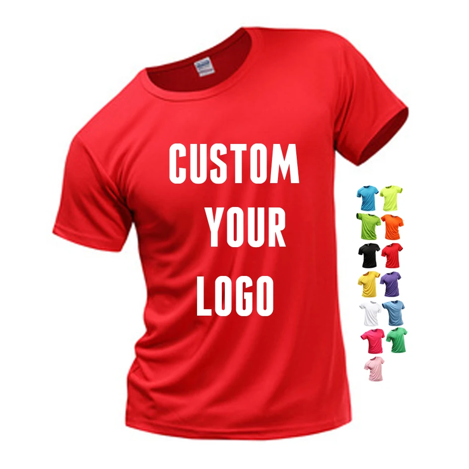 

Wholesale blank Polyester Men's plain Sport TShirt Custom Print LOGO customized Cheap quick dry Fit running t-shirt for men