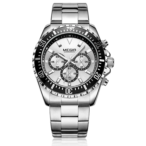 

MEGIR 2064 Luxury Business Quartz Watch Men Brand Stainless Steel Chronograph Army Military Wrist Watch