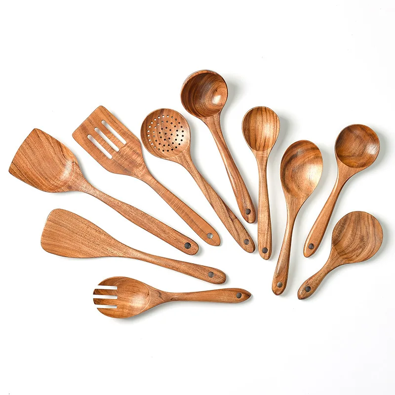 

Handmade Thanksgiving Wooden Kitchen Utensil Set 7 Cooking Spatula Wood Spoons Nonstick Kitchen Utensils Set