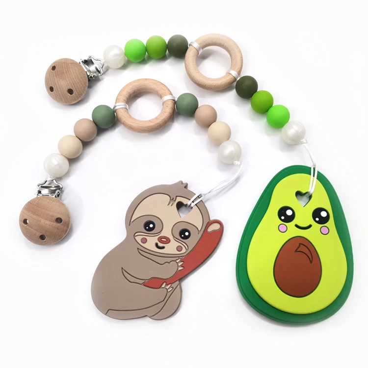 

Pacifier Clip Baby Boys Silicone Clip Teething Relief Teether Toy Soother Binky Holder, 2 colors
