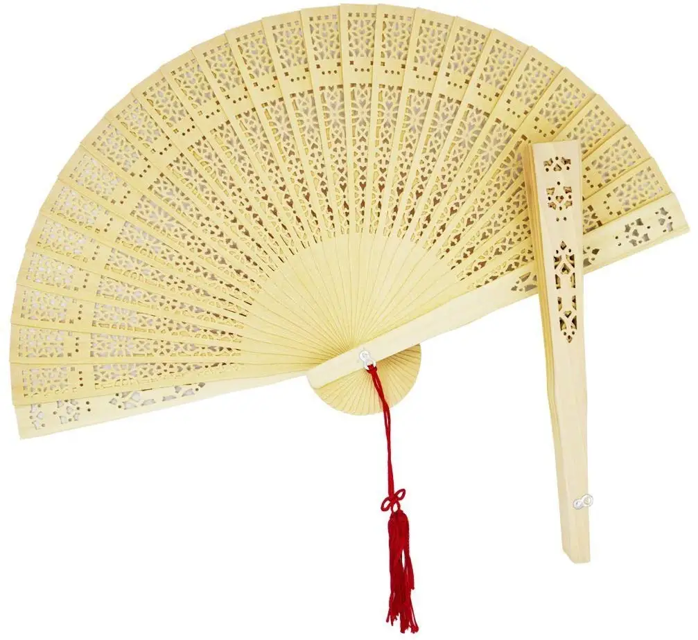 Wholesale Wedding Wood Hand Fan For Wedding Gift Carved Folding