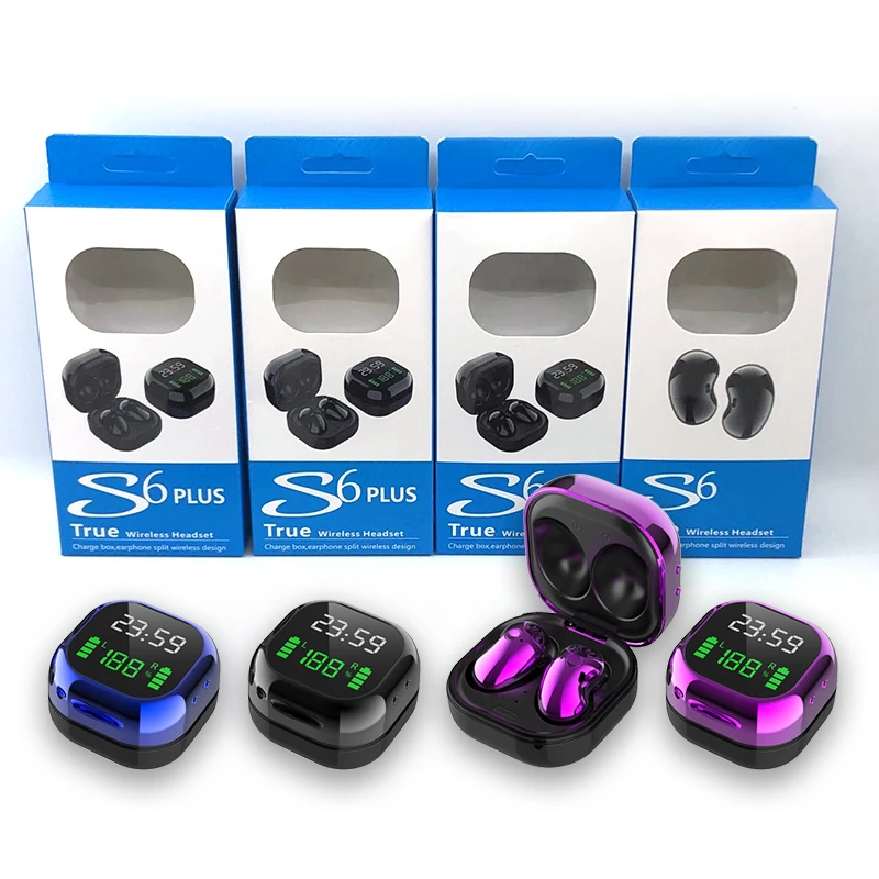 

Original 2021 S6 plus earbuds wireless BT headphones sport BT 5.1 audifono wireless earbuds 260mAh battery charging box