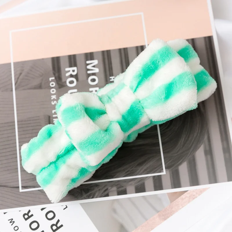 
Spa Headband Women Fleece Hair Lace Large Bow Face Wash Headband Makeup Hair Band 