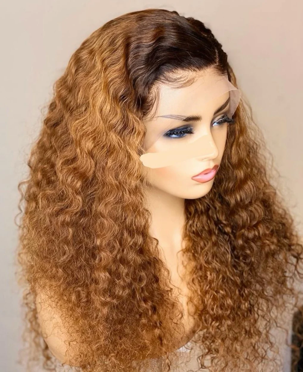 

Ombre brown #1b/30 color deep curly water wave human hair lace front wigs 130% 150% 180% density option remy hair