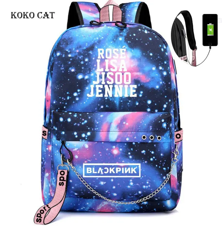 

Factory Wholesale Teen Girls Galaxy Backpack USB Charger Anti-Theft Starry Sky Universe Space School Bag Femininas Rucksacks