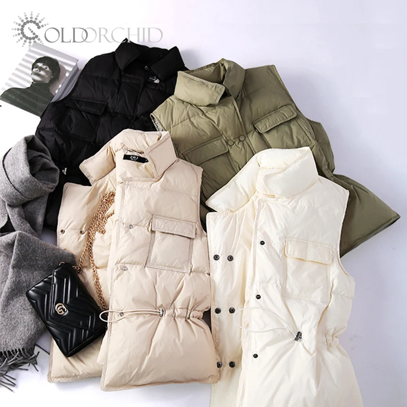 

High Quality Winter Puffer Vest Warm Women Down Vest, Black,white,beige,army green