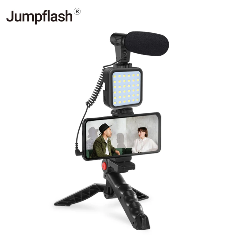 

Factory Wholesale KIT-01LM Vlog Kit Youtube Equipment Professional Audio Video Lighting Broadcasting Microphone Kit, Black