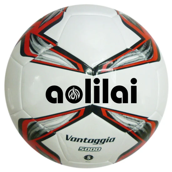 

2020 pelotas de futbol custom print size  heat sealed laminated PU Leather custom print football Aolilai F5V 5000 soccer ball, Red, black, yellow, green