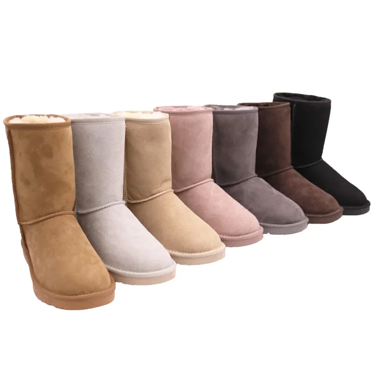 

Winter Boots For Ladies Warm Natural Wool Antiskid Sole Cowsuede Premium Mid Calf Snow Boots Women Shoes