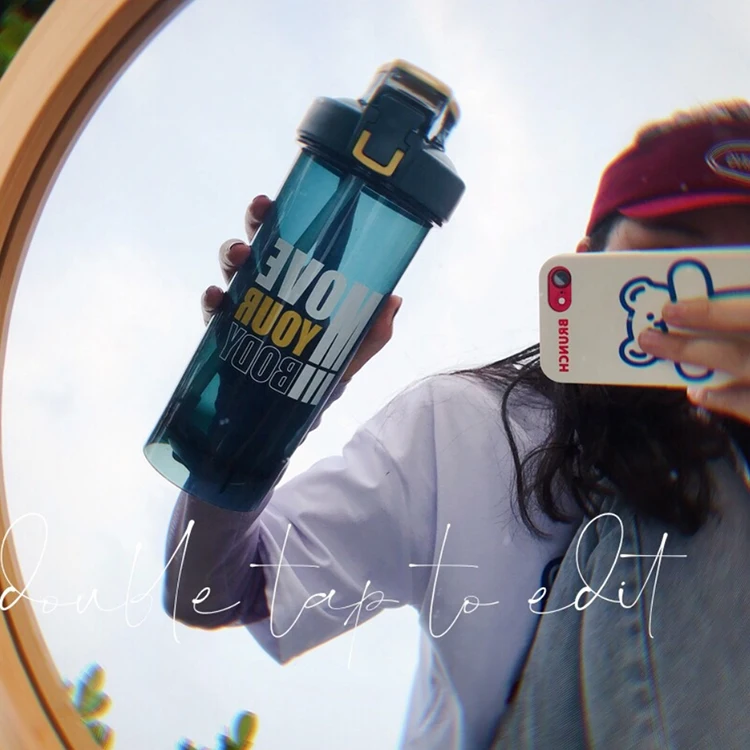 

A1022 Creative Plastic Water Bottle Portable Outdoor Sports Water Bottle Leakproof Camping Bottles Large Capacity Straw Cup, Pink,black,blue