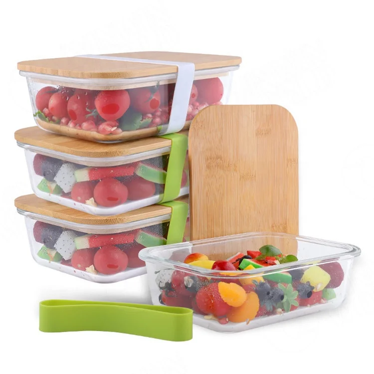 

BPA-Free & Leak Proof Airtight Glass Food Storage Containers,Glass Meal Prep Containers,Glass Lunch Bento Boxes with Bamboo Lids