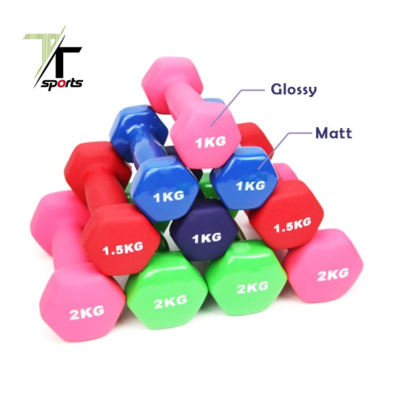 

TTSPORTS Home Exercise Gym Women Solid Cast Iron Colorful Vinyl Hex Rubber Dumbbell For Sale, Blue/pink/purple/red/black/green